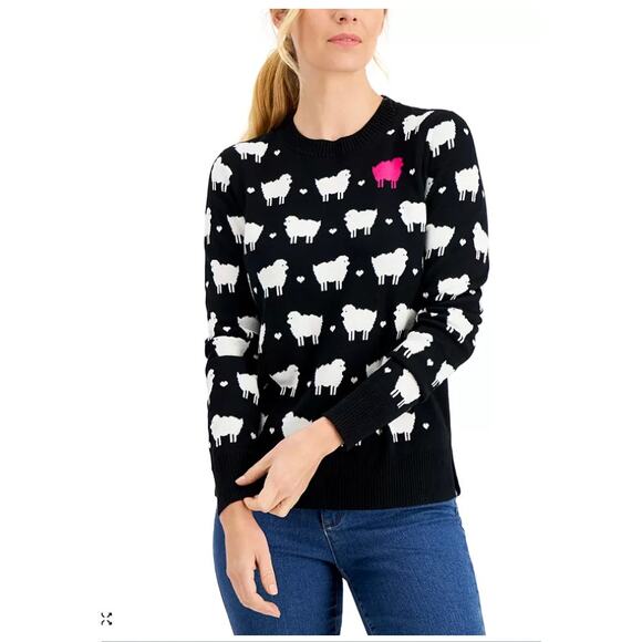 Charter Club Womens Black Sheep Sweater Size Large Princess Diana - Picture 1 of 4
